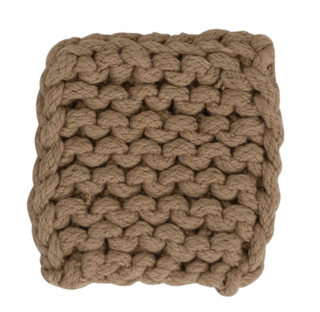 Cotton Crocheted Coasters set of 4 square handmade style drink coasters in neutral colors
