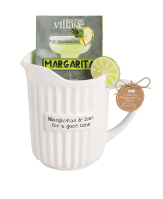 Margarita pitcher gift set with ceramic pitcher and margarita mix