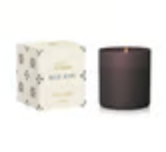 Capri Blue Terrazza Velluto Blue Jean scented candle in a frosted blue glass jar with an embossed gold lid.
