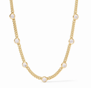 Julie Vos Dolce Delicate Station Necklace in 24K gold plate with imported glass