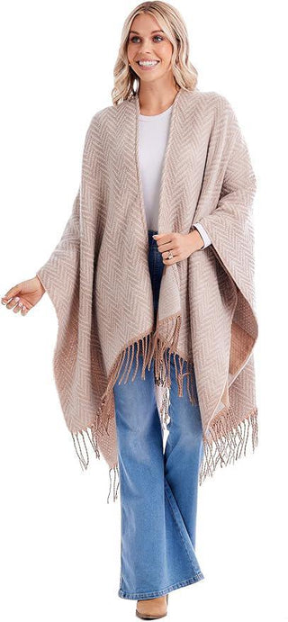 Yvette Reversible Poncho Brown