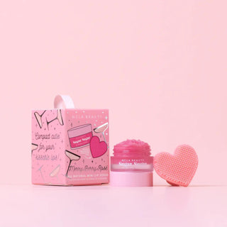 CLA Beauty Lip Scrub Gift Set with heart-shaped scrubber and holiday ornament box

Peppermint Swirl mini lip scrub set with red silicone heart scrubber

Merry Berry Rosé mini lip scrub set with pink heart scrubber and gift box

Holiday lip care gift set with Sugar Sugar Lip Scrub ornament packaging

Festive lip scrub ornament with heart exfoliator and mini Sugar Sugar scrub