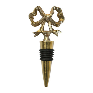 Gold bow wine stopper with rubber seal

Elegant gold metal wine bottle stopper with bow design

Decorative gold bow wine saver for holiday entertaining

Luxe bow-shaped bottle stopper for gifting or bar décor

Gold-tone wine stopper featuring classic bow top