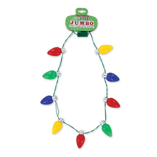 “Jumbo flashing holiday necklace with oversized bulbs”

“Light-up Christmas bulb necklace with colorful lights”

“Holiday necklace with nine flashing jumbo bulbs”

“Multicolor LED bulb necklace with three flash modes”

“Oversized Christmas light necklace with batteries included”