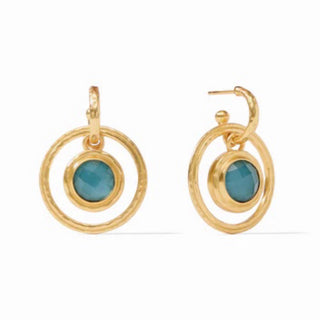 Julie Vos Astor Statement Hoop & Charm Earring Peacock Blue