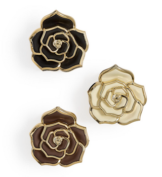 Camellia Claw Clip flower-shaped hair clip with gold trim