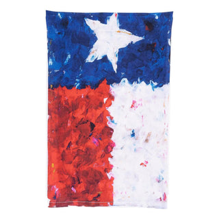 Tea towel with artistic Texas flag design in red, white, and blue


