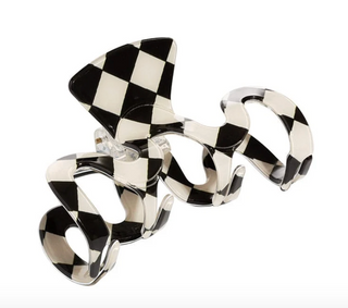 Amuse Wavy Claw Clip with black and white checkerboard pattern