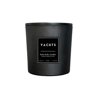 Yachts candle by Rude Dude with driftwood and marine salt fragrance

Masculine Yachts candle in 55 oz with four wicks

Rude Dude Yachts scented candle – perfect gift for men