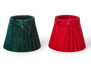 Pleated Velvet Bow Lampshade Cover in red and green for Christmas décor
