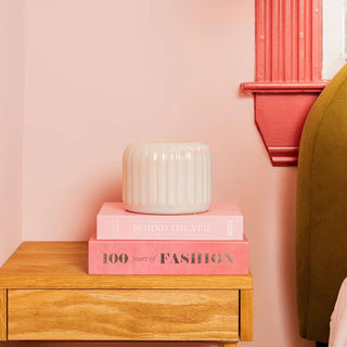 Sweet Grace Candle #071 in pearlized iridescent ribbed vessel

Greenleaf 2-wick Sweet Grace candle with 142-hour burn time

Luxury Sweet Grace candle in glowing white iridescent glass

Large soy-blend candle in pearl finish by Greenleaf

