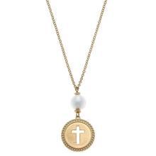 Coin Cross With Pearl Necklace