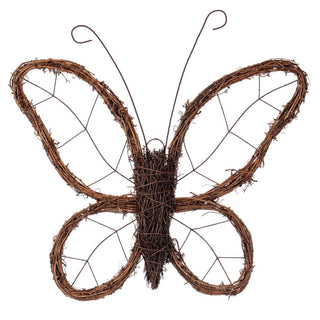 Butterfly outline wreath made of natural twigs for indoor decor