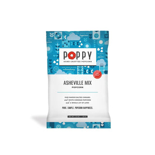 Poppy Handcrafted Popcorn market bag with resealable zip lock

Gourmet Poppy popcorn made in Asheville, North Carolina

Fresh artisan popcorn from Poppy in colorful market bag

Poppy Handcrafted Popcorn resealable gift bag of gourmet popcorn

Poppy popcorn bag filled with small-batch, handcrafted popcorn