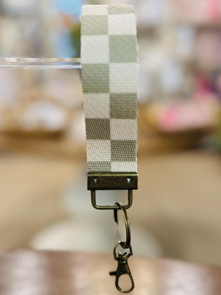 Green Checker Wrist Keychain