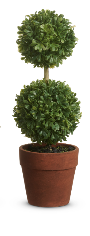 9 inch potted mini boxwood topiary with realistic green foliage