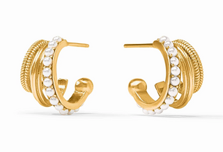 Hydra Triple Hoop Earrings by Julie Vos with gold and pearl detailing