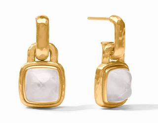Sahara Hoop & Charm Earrings by Julie Vos with white glass stone accents