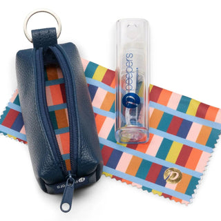 Key Ring Cleaning Kit with microfiber cloth, lens cleaner, and zip case

Portable eyewear cleaning kit with key ring case and rainbow microfiber cloth

On-the-go glasses cleaning kit with keychain pouch and spray cleaner

Compact eyeglass cleaning kit with striped microfiber cloth and travel spray