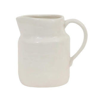 Vintage reproduction stoneware pitcher with handle in neutral glaze