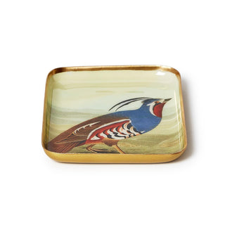 Vintage pheasant trinket dish with colorful game bird illustration
