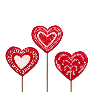 Red Work Hearts Round Top