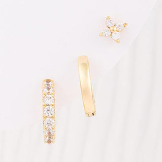 Penelope Luxe Earring Set gold hoop and crystal stud earrings
