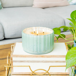 Sweet Grace Candle in antique green ribbed 3-wick vessel

Greenleaf Sweet Grace 3-wick soy-blend candle

Vintage-inspired green Sweet Grace candle by Greenleaf

Large Sweet Grace candle with up to 70-hour burn time