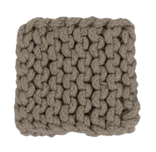 Cotton Crocheted Coasters set of 4 square handmade style drink coasters in neutral colors