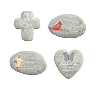 Small concrete garden rock with inspirational sentiment