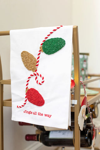 Christmas Lights Beaded Towel