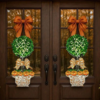 Large Chinoiserie Pumpkin Topiary Door Hangers