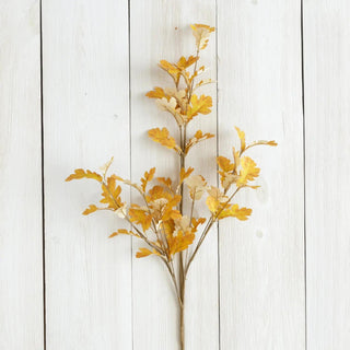 30-inch faux orange oak leaf branch with realistic autumn foliage, perfect for fall floral arrangements, wreaths, centerpieces, and seasonal home décor.