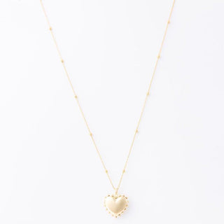 Tatum Necklace Locket gold heart pendant with beaded chain