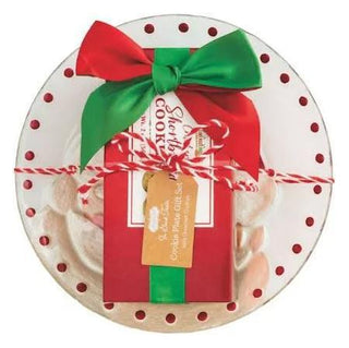 Holiday cookie plate gift set with red and green bow and gourmet cookies

Christmas serving plate with boxed cookies wrapped in festive ribbon

Decorative cookie platter gift set with holiday design and baked treats

Holiday gift plate with gourmet cookies, ribbon, and seasonal packaging

