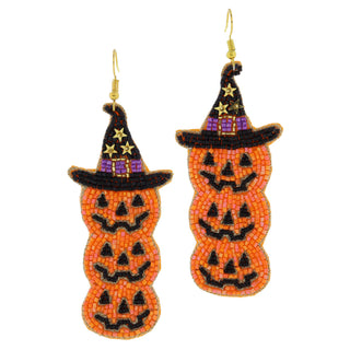 Jane Marie Stacked Pumpkin Witch Hat Earrings