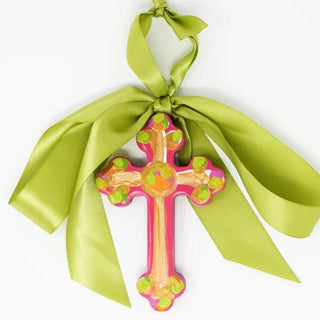 Hand-painted cross ornament with gold back and satin bow

Cross ornament signed by artist from Raleigh, NC

Colorful hand-painted wooden cross ornament with ribbon hanger

MDF hand-painted cross ornament with gold back and satin bow

Southern-style hand-painted cross ornament for home or holiday decor