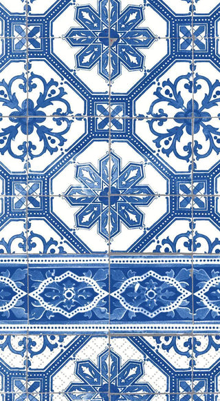 Moroccan tiles guest towel with blue and white pattern