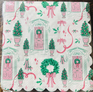 Christmas cocktail napkin collection with assorted holiday designs

Festive holiday napkin assortment featuring trees, bows, and nutcrackers

Set of Christmas-themed cocktail napkins in display stand

Colorful Christmas napkins with traditional and whimsical prints

Holiday napkin set for entertaining, gifting, and parties