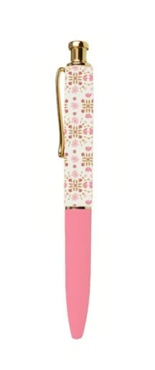 Floral Push Pens featuring colorful floral patterns and elegant gold accents