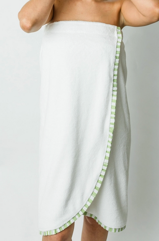 cabana ruffle spa wrap white cotton terry bath wrap with striped trim