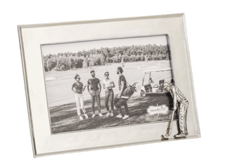 Aluminum golf picture frame with layered metal icon