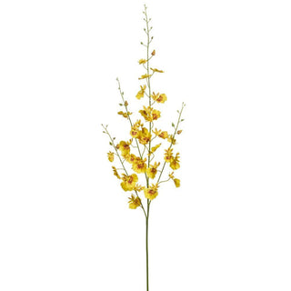 Yellow dancing orchid artificial stem 27 inch polyester floral spray