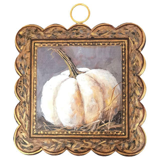 Mini Scallop Art Gilded White Pumpkin Round Top