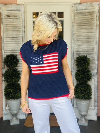 American Flag Knit Top