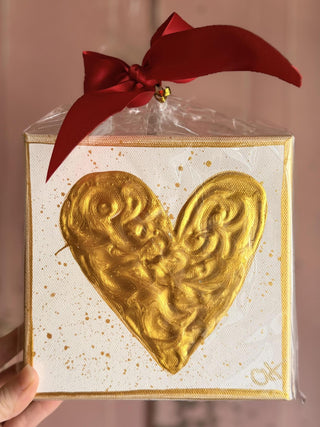 Gold Heart Art 6x6 with textured metallic gold heart on white background