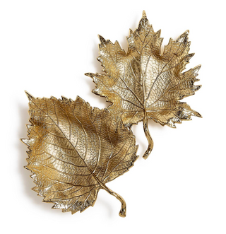 Golden Leaf Tray / Bowl featuring two assorted gold leaf designs with intricate detailing.