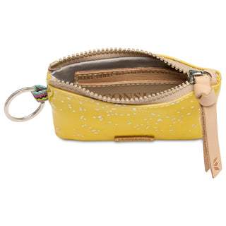 Consuela Harlow Pouch in sunshine yellow glitter with iridescent stars
