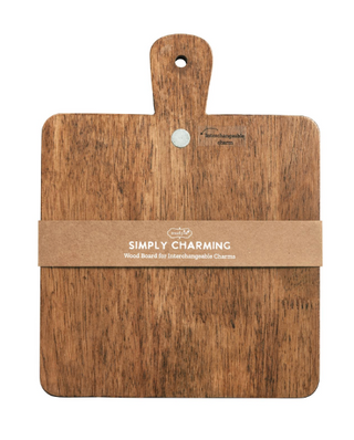 Simply Charming Accessory Board made of pine wood with a paddle handle and magnetic disc for displaying interchangeable Simply Charming charms.
