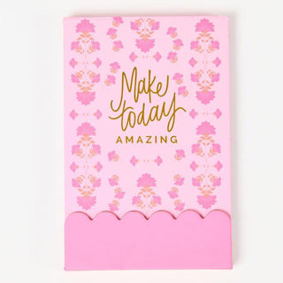 Floral flip notepad with scalloped bottom edge and inspirational quote